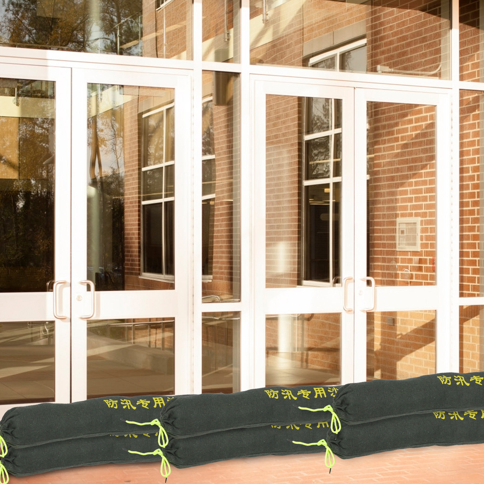 Flood Barrier Bag - 2個入り、軽量で持ち運びやすい、洪水対策用の土嚢。家庭用ガレージや水害対策に最適な、紐付きの土嚢。