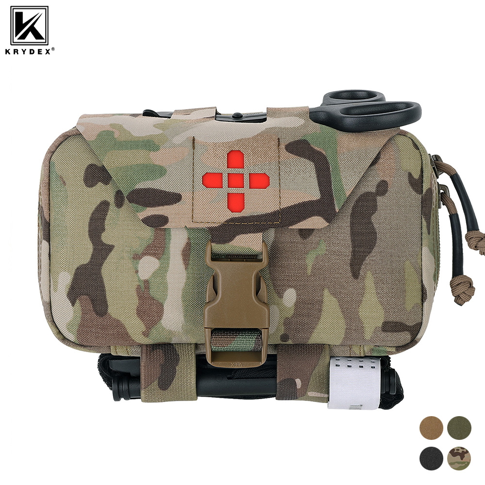 First Aid Bag Kit - KRYDEX戦術用、取り外し可能なIFAKポーチ。医療用、応急処置用、外傷用キット、サバイバルバッグ。止血帯とハサミを収納可能。ハイキングや旅行に最適。