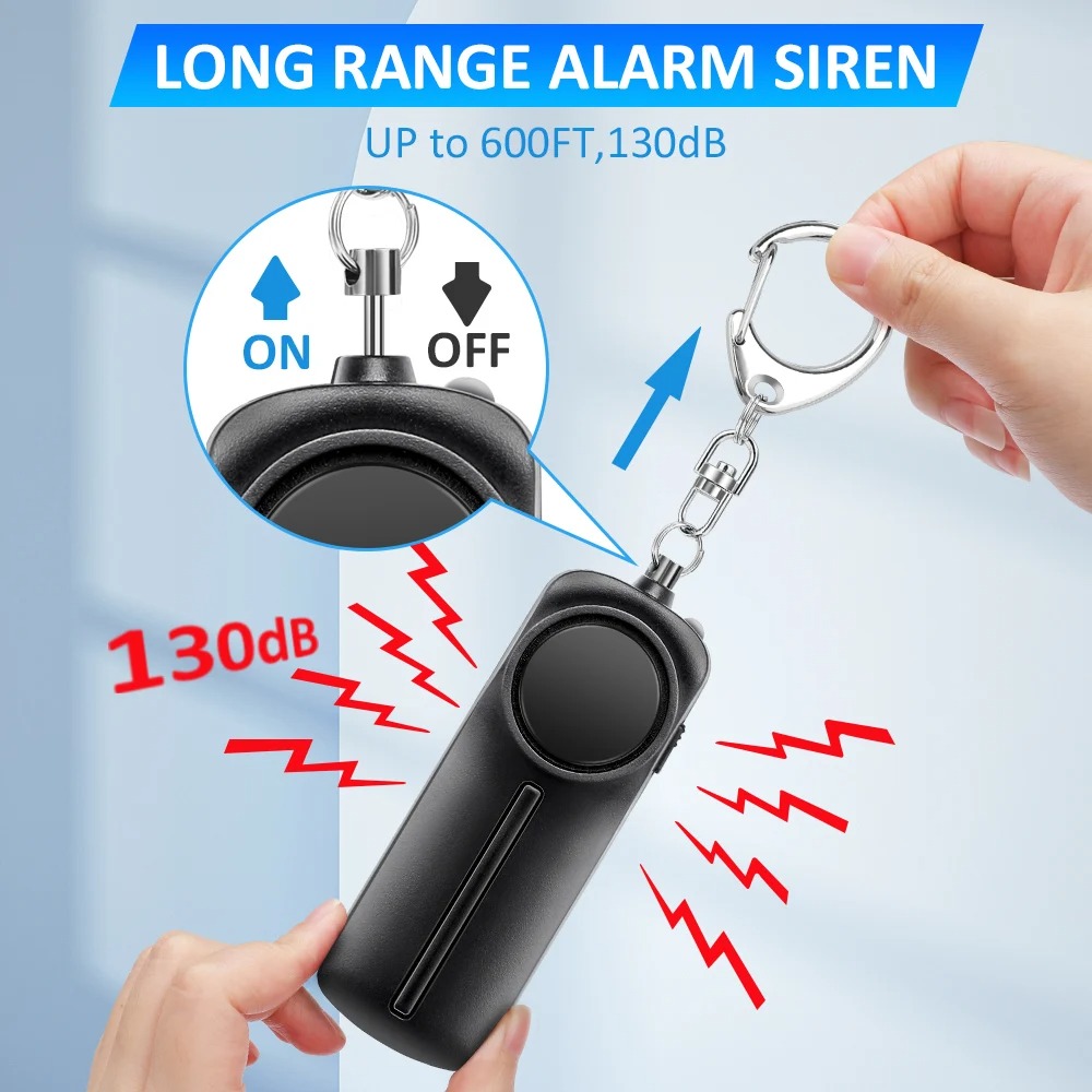 Personal Alarm Keychain - 自己防衛警報器 130dB 超大音量警報器 子供、女性、高齢者向け 個人安全緊急警報キーホルダー 自己防衛
