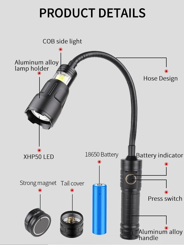 USB充電式LED懐中電灯,ピックアップツール,マグネット付 - Power Outage Light のレビューと価格