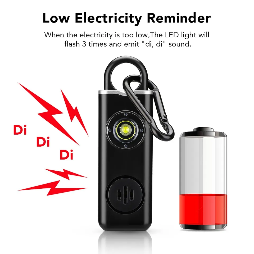 130dB 自己防衛警報器キャリング悲鳴大声 USB 充電パ - Personal Alarm Keychain のレビューと価格
