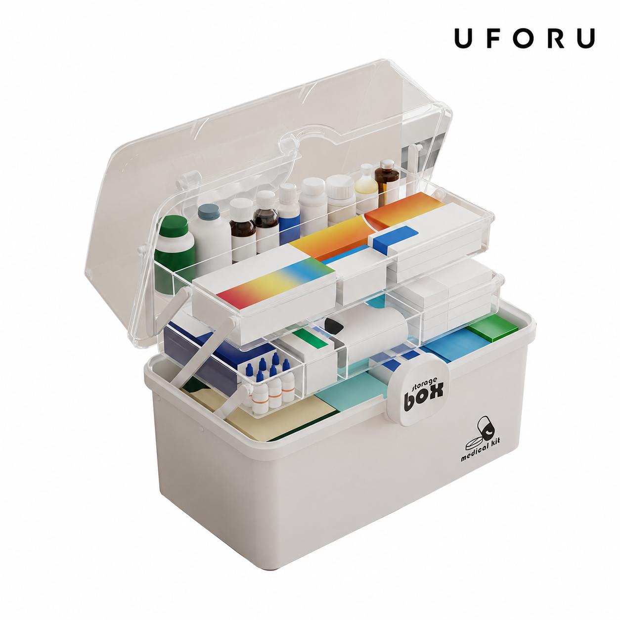 大容量の救急箱収納ボックス。3段式で持ち運び可能な薬箱。取っ - Medicine Cabinet Lock のレビューと価格