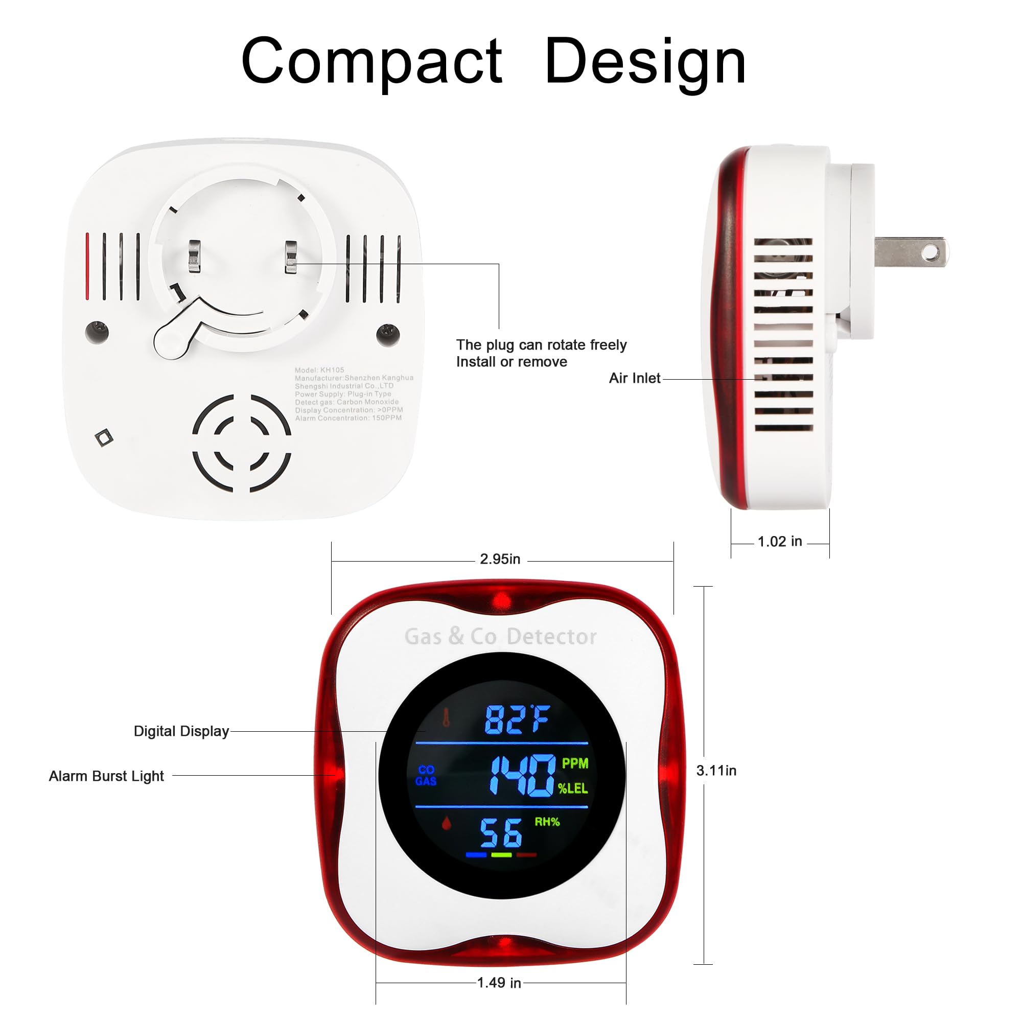 複合式ガス・一酸化炭素検知器（プラグイン式）、天然ガス検知器 - Co Detector Plug のレビューと価格