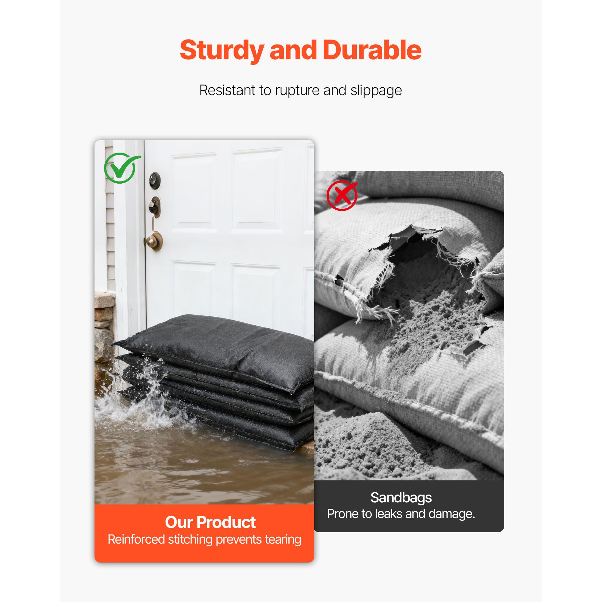 洪水対策用バリア、10個入り、1.4フィート×2.7フィート - Flood Barrier Bag のレビューと価格